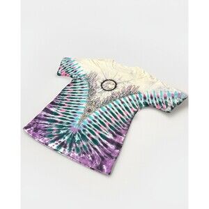 VTG 90s L Liquid Blue Gem Stone AOP Tie Dye Single Stitch T Shirt Grateful Dead